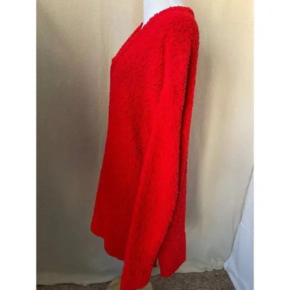 Cafe Marrakesh Red Soft Stretch Loose Knit V-Neck Sweater - 2X - Picture 8 of 12